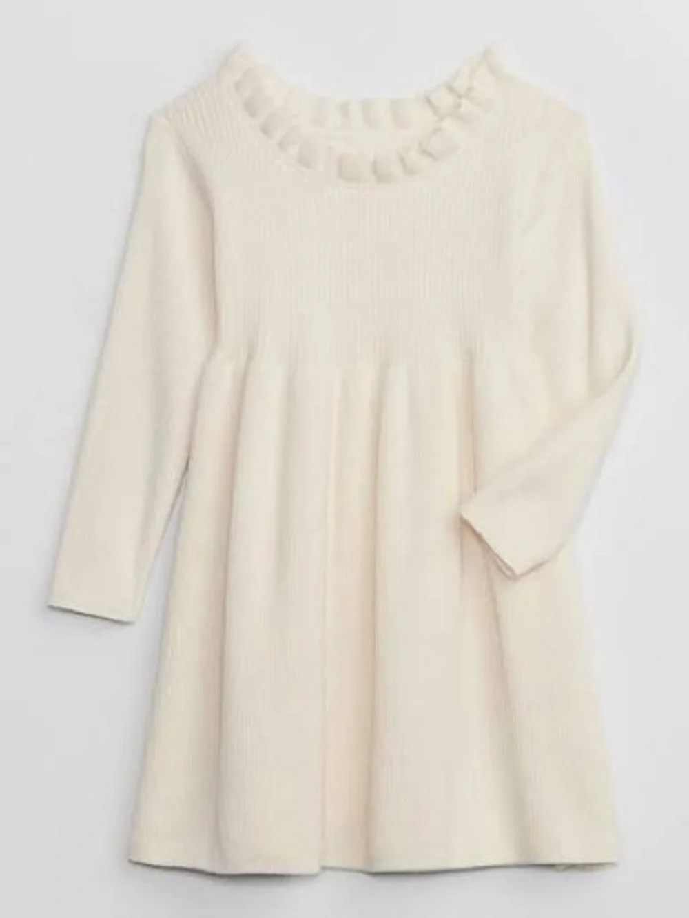 GAP Baby toddler Ribbed Ruffle Sweater Dress girls soft cozy ivory cream 2T